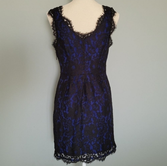 Joie Rori Black and Royal Blue Lace Sleeveless Sheath Dress Size XS - Picture 6 of 8